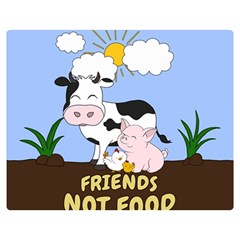 Friends Not Food - Cute Cow, Pig And Chicken Double Sided Flano Blanket (medium)  by Valentinaart