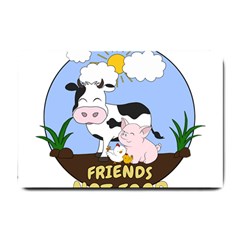 Friends Not Food - Cute Cow, Pig And Chicken Small Doormat  by Valentinaart