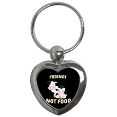 Friends Not Food - Cute Cow, Pig And Chicken Key Chains (heart)  by Valentinaart