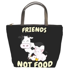 Friends Not Food - Cute Cow, Pig And Chicken Bucket Bags by Valentinaart