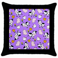 The Farm Pattern Throw Pillow Case (black) by Valentinaart