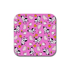 The Farm Pattern Rubber Coaster (square)  by Valentinaart