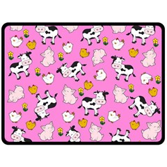 The Farm Pattern Double Sided Fleece Blanket (large)  by Valentinaart