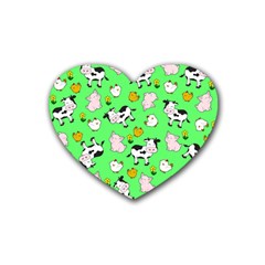 The Farm Pattern Heart Coaster (4 Pack)  by Valentinaart