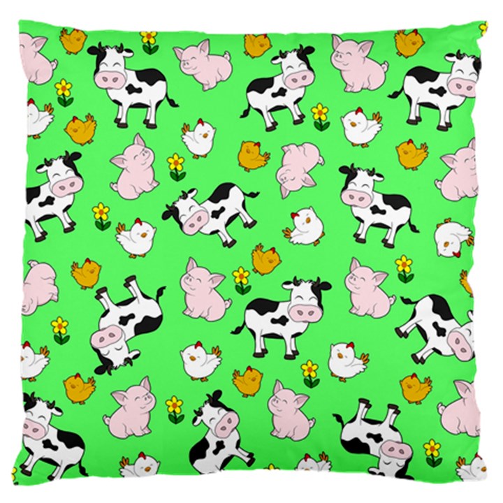 The Farm Pattern Large Flano Cushion Case (Two Sides)