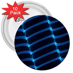Background Neon Light Glow Blue 3  Buttons (10 Pack) 