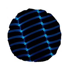 Background Neon Light Glow Blue Standard 15  Premium Flano Round Cushions