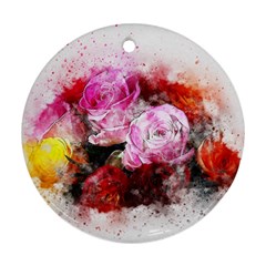 Flowers Roses Wedding Bouquet Art Round Ornament (two Sides)