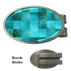 Background Squares Blue Green Money Clips (oval) 