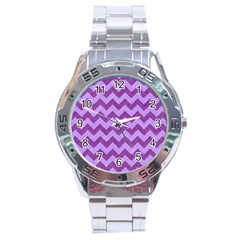 Background Fabric Violet Stainless Steel Analogue Watch by Nexatart