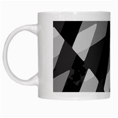 Black And White Grunge Striped Pattern White Mugs by dflcprints