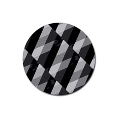 Black And White Grunge Striped Pattern Rubber Coaster (round)  by dflcprints