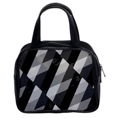 Black And White Grunge Striped Pattern Classic Handbags (2 Sides) by dflcprints