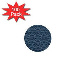 Damask Blue 1  Mini Buttons (100 Pack) 