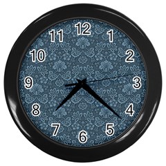 Damask Blue Wall Clocks (black)