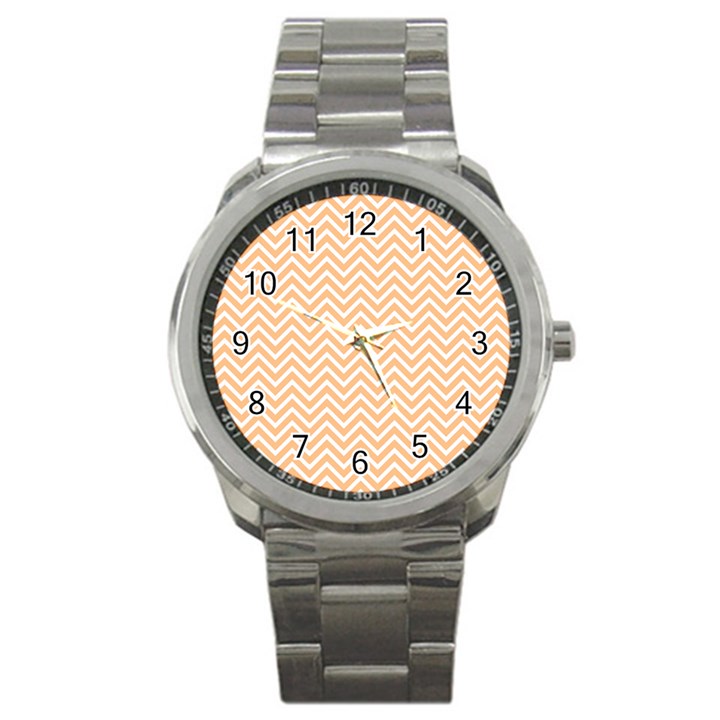 Orange Chevron Sport Metal Watch