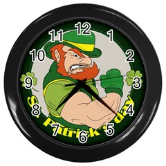 St  Patricks Day Wall Clocks (black) by Valentinaart