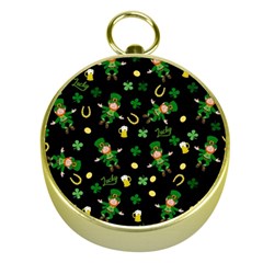 St Patricks Day Pattern Gold Compasses by Valentinaart