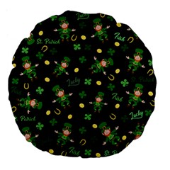 St Patricks Day Pattern Large 18  Premium Flano Round Cushions by Valentinaart