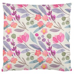 Purple And Pink Cute Floral Pattern Large Flano Cushion Case (two Sides) by paulaoliveiradesign