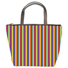 Vertical Gay Pride Rainbow Flag Pin Stripes Bucket Bags by PodArtist