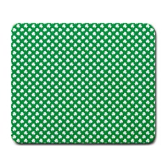  White Shamrocks On Green St  Patrick s Day Ireland Large Mousepads by PodArtist