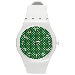 Irish Flag Green White Orange On Green St  Patrick s Day Ireland Round Plastic Sport Watch (m) by PodArtist