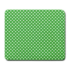 White Heart-shaped Clover On Green St  Patrick s Day Large Mousepads by PodArtist