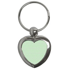 Green Heart-shaped Clover On White St  Patrick s Day Key Chains (heart)  by PodArtist