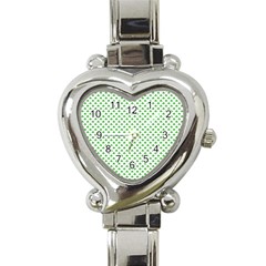 Green Heart-shaped Clover On White St  Patrick s Day Heart Italian Charm Watch by PodArtist