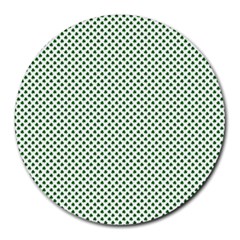 Shamrock 2-tone Green On White St Patrick’s Day Clover Round Mousepads by PodArtist