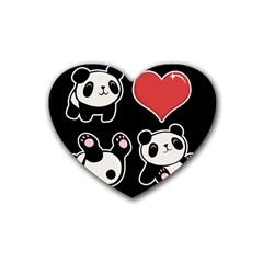 Panda Heart Coaster (4 Pack)  by Valentinaart