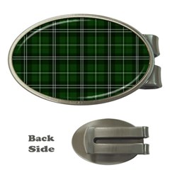Green Plaid Pattern Money Clips (oval)  by Valentinaart
