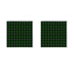Green Plaid Pattern Cufflinks (square) by Valentinaart