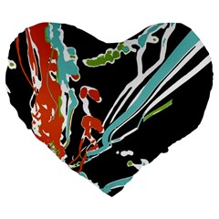 Multicolor Abstract Design Large 19  Premium Flano Heart Shape Cushions by dflcprints