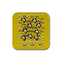 Bikers Out Singing In Spring Time Rubber Square Coaster (4 Pack)  by pepitasart