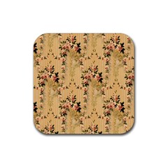 Vintage Floral Pattern Rubber Coaster (square)  by paulaoliveiradesign