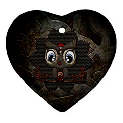 Wonderful Cute  Steampunk Owl Heart Ornament (two Sides) by FantasyWorld7