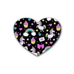 Cute Unicorn Pattern Heart Coaster (4 Pack)  by Valentinaart