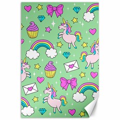 Cute Unicorn Pattern Canvas 24  X 36  by Valentinaart