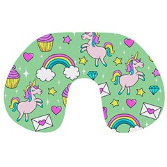 Cute Unicorn Pattern Travel Neck Pillows by Valentinaart