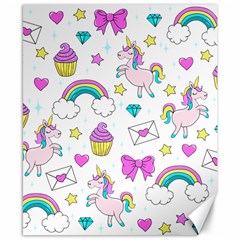 Cute Unicorn Pattern Canvas 8  X 10  by Valentinaart