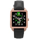 St Patricks Leprechaun Rose Gold Leather Watch 