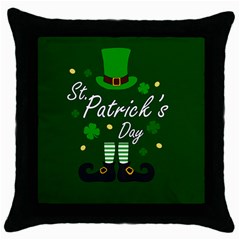 St Patricks Leprechaun Throw Pillow Case (black) by Valentinaart