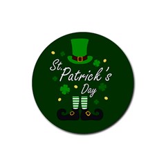 St Patricks Leprechaun Rubber Coaster (round)  by Valentinaart