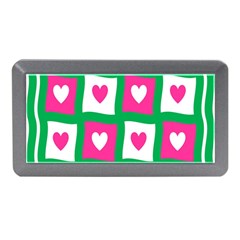 Pink Hearts Valentine Love Checks Memory Card Reader (mini) by Nexatart