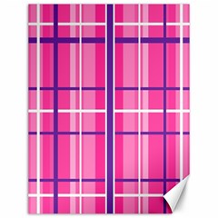 Gingham Hot Pink Navy White Canvas 12  X 16  