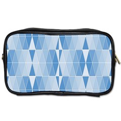 Blue Monochrome Geometric Design Toiletries Bags 2-side by Nexatart