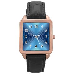 Converging Lines Blue Shades Glow Rose Gold Leather Watch  by Nexatart