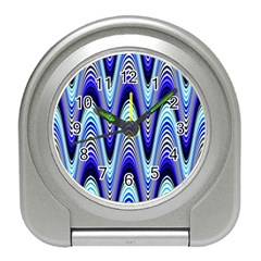 Waves Wavy Blue Pale Cobalt Navy Travel Alarm Clocks by Nexatart